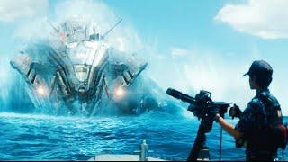 COLOSSAL ALIEN SHIPS appear in the OCEAN in a NAVAL BATTLE against the US NAVY