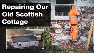 Old Scottish Cottage Stonemason Work, Damp Issues, Chimney Sweeps & Benji's First Cottage Bath! Ep13