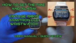 How to set the time and alarm on a vintage 1980s Armitron LCD wristwatch watch review 40/6161