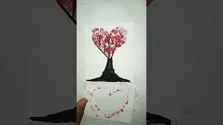 simple art idea beautiful heart tree  painting #art #painting #simpleart #shorts 