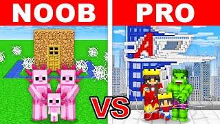 NOOB vs PRO: SUPERHERO FAMILY HOUSE Build Challenge In Minecraft!