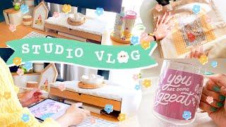  Mar to Jun Studio Vlog  taking breaks, desk makeover, new merch, vinyl on glass tutorial and more