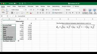 How to calculate Euclidean distance in Excel