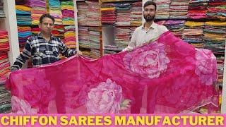 Designer Chiffon Sarees | Handprint, Handwork Chiffon Sarees | Saree Manufacturer Chandni Chowk.