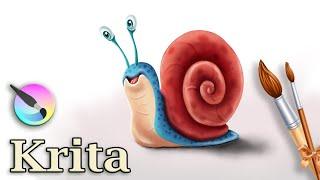 Krita Digital Drawing Tutorial- Digital Illustration of Cute Snail  - Speed Paint by Pallab Biswas