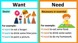 WANT vs NEED   | What's the difference? | Learn with examples