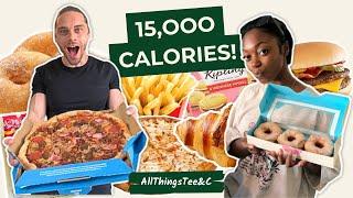 15k Calorie Challenge - We Attempt An Epic Cheat Day - Couple Vs Food | AllThingsTee&C