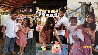 Serial Actress Kalyani Daughter navya 1st birthday celebration with husband rohit