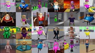 MORPHS in ALL Scary Obby! Police Girl, Barry, Zombie, Gran, Papa Pizza, Baby Bobby, Betty, Mr Stinky