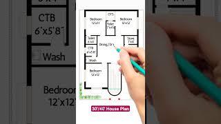 30 x 40 house plan II 30 x 40 Ghar ka naksha II 1200 sqft home design | 40/30 home plan design