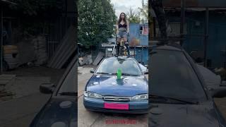 Funny game with dishes using a car #destroying #crushcar #smash #smashcar #destructionсar