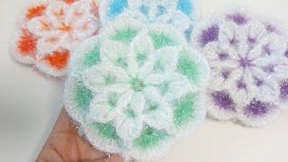 수세미뜨기 / 선물하기 좋은 꽃수세미/ Crochet  flower/ Crochet dish scrubber