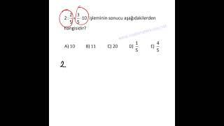 Rasyonel Sayılarda Dört İşlem 4. Sorunun Çözümü