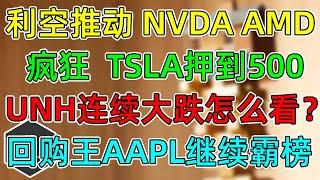 美股 利空推动NVDA、AMD下跌！疯狂，TSLA期权押到500！回购王AAPL继续霸榜！UNH连续大跌怎么看？10年期国债面临抉择！