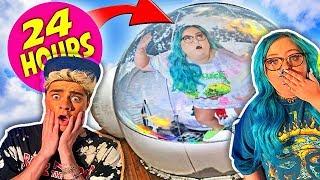 24 Hours Overnight Inside A GIANT BUBBLE House!!