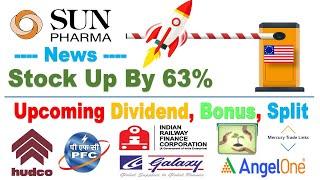 DIVIDEND , BONUS , SPLIT NEWS, SUNPHARMA NEWS, IRFC, POWER FINANCE CORP LTD, BEL, HUDCO NEWS, ANGEL