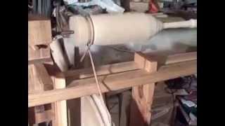 Joseph Moxon C17th Wood Lathe Treadle Wheel Rotation.