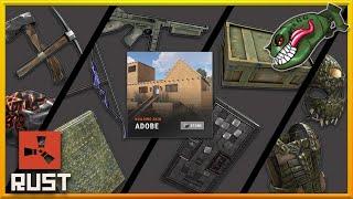 Rust Skins | Adobe Building Skin, Low Poly Metal Tools, Camo Net Garage Door, Rock from Hell #318
