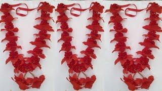 Beautiful Artificial Garland Making || Hibiscus Flower Garland Making || SUJATA DAS