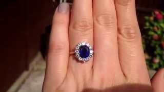 18ct royal blue sapphire diamond cluster ring