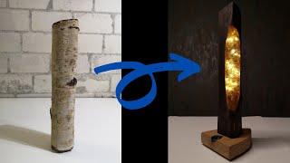 Wood Night Lamp with Glassplit and Epoxy Resin - Holz Nachtlampe mit Glassteine und Epoxidharz