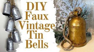 Make Mostly Dollartree Faux Brass or Tin Vintage Christmas Bells Just Like All the High End Stores