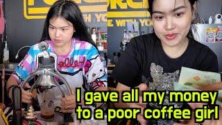 I gave all my money to a poor Thai coffee girl with no customers, My good deed changed her life!