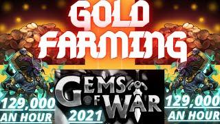 129,000 Gold an hour! | NEW Gems of War best gold farming team 2021 | Close to 1 million extra gold