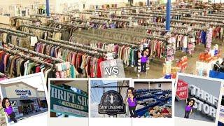 Thrift shop comparisons. Goodwill Salvation Army Bins thrift store consignment shop.