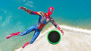 GTA5 Iron Spiderman Trampoline Jumps Ragdolls (Euphoria Ragdoll Physics)