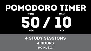 50 / 10 Pomodoro Timer || No music - Study for dreams - Deep focus - Study timer