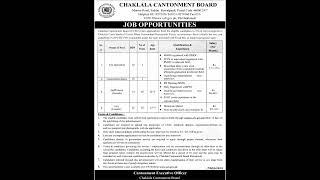 Chaklala Cantonment Board Government Jobs 2023 New Advertisement #job #jobopenings #foriegnjobs
