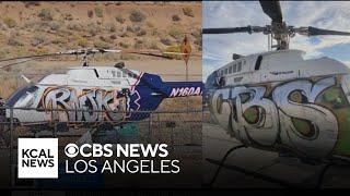 Rescue helicopter grounded after getting tagged by vandals in Hesperia