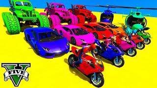 GTA 5 Incredible Race! With Super Cars, Motorcycle With Trevor! Epic Stunt Map Challenge