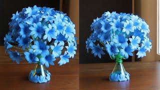 Plastic Bottle Flower Vase Craft - Paper Flowers - Home Decor Ideas