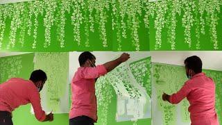 Quick Stencil Tools with Asian Paint Wall Painting  Design |Stencils are designed on a plastic stand
