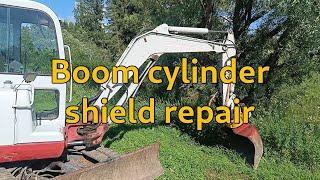 Boom cylinder shield repair