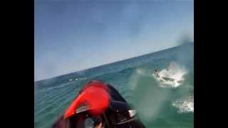 Jet Ski wave jumping at Labrador on Gold Coast with 2011 Sea Doo RXT X 260 and Honda Aquatrax F12x