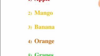 Fruits name with spelling