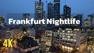 Frankfurt Nightlife, Germany Walk Tour, 4K