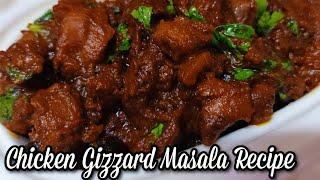 chicken gizzard masala recipe-chicken gizzards masala curry gravy-indian style dry gizzards recipe