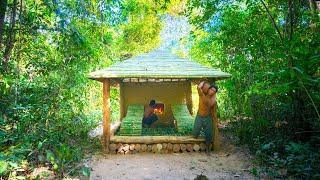 Building a Bamboo Log Cabin with Bushcraft Skills | Primitive