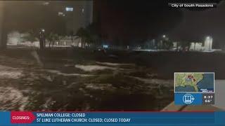 Video from South Pasadena, Florida, shows bridge catching fire during flooding from then-Hurricane H