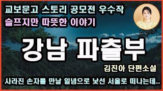 [강남 파출부] 삶의 희노애락을 겪고 노년기를 보내는 윤금이 씨는 손자를 만나고 싶다는 일념으로 낯선 서울로 올라가서 가사 도우미 일을 시작하는데...김진아 지음.