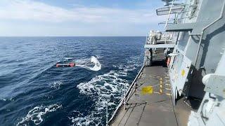 HMS Somerset fires Sting Ray anti submarine torpedo