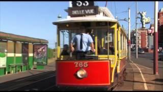 Vintage trams in Blackpool, with English commentary