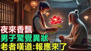 民間故事：夜來香飄，男子驚覺異狀，老者嘆道：報應來了