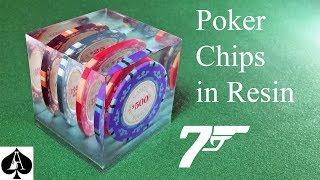 Casting James Bond Casino Royale Poker Chips in Resin Cube Paperweight