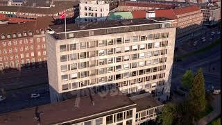 STOCK FOOTAGE - Aerial footage of Realdania Building, Copenhagen, Denmark