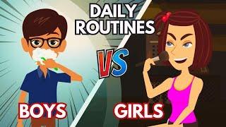 Daily Routines of a BOY and a GIRL l Everyday English Speaking Practice